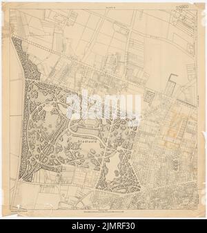 Jansen Hermann (1869-1945), Wettbewerb um die Entwicklung des inneren Rayon, Köln (1919-1919): Grundplan auf Grundkarte 1: 2500. Druck auf Transparent, 91,5 x 86,1 cm (inklusive Scan-Kanten) Jansen Hermann (1869-1945): Wettbewerb zur Bebauung des Inneren Rayons, Köln Stockfoto