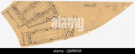 Jansen Hermann (1869-1945), Wettbewerb um die Entwicklung des Innenrayon, Köln (1919-1919): Mittelteil-Lageplan, Abschnitt Subelrather Str. und Herculessstr. 1: 2500. Tusche und Bleistift auf Transparent, 11,8 x 32,9 cm (inklusive Scan-Kanten) Jansen Hermann (1869-1945): Wettbewerb zur Bebauung des Inneren Rayons, Köln Stockfoto