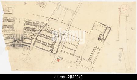 Jansen Hermann (1869-1945), Wettbewerb um die Entwicklung des inneren Rayon, Köln (16. Oktober 1919): Mittelteil 1: 2500. Kohle und Farbstift auf Transparent, 37,9 x 69,5 cm (inklusive Scankanten) Jansen Hermann (1869-1945): Wettbewerb zur Bebauung des Inneren Rayon, Köln Stockfoto