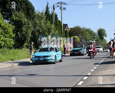 Krakau, Polen - 5. August 2022: Tour de Pologne UCI – Welttournee, Etappe 7 Skawina - Krakau. Die größte Radsportveranstaltung in Osteuropa. Stockfoto