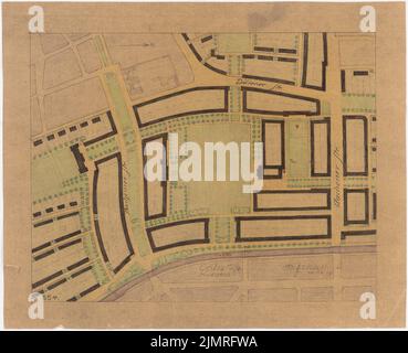 Jansen Hermann (1869-1945), Wettbewerb um die Entwicklung des inneren Rayon, Köln (18. November 1919): Grundplan Platzgestaltung Aachener Str. Buntstifte über einem Papierbruch, 40,4 x 49,7 cm (inklusive Scankanten) Jansen Hermann (1869-1945): Wettbewerb zur Konstruktion des inneren Rayon, Köln Stockfoto