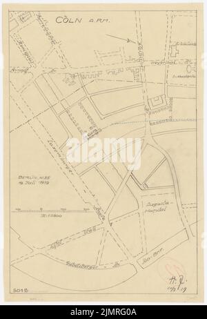 Jansen Hermann (1869-1945), Wettbewerb um die Entwicklung des inneren Rayon, Köln (20. Juli 1919): Grundplan 1: 2500. Bleistift auf Transparent, 54 x 36,6 cm (inklusive Scan-Kanten) Jansen Hermann (1869-1945): Wettbewerb zur Bebauung des Inneren Rayons, Köln Stockfoto