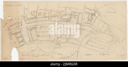 Jansen Hermann (1869-1945), Wettbewerb um die Entwicklung des inneren Rayon, Köln (14. Juli 1919): Grundplan 1: 2500. Bleistift und Farbstift auf Transparent, 47,8 x 99,2 cm (inklusive Scankanten) Jansen Hermann (1869-1945): Wettbewerb zur Bebauung des Inneren Rayons, Köln Stockfoto