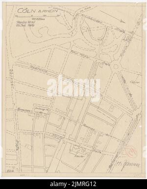 Jansen Hermann (1869-1945), Wettbewerb um die Entwicklung des inneren Rayon, Köln (23. Juli 1919): Grundplan 1: 2500. Bleistift auf Transparent, 52,2 x 42,9 cm (inklusive Scan-Kanten) Jansen Hermann (1869-1945): Wettbewerb zur Bebauung des Inneren Rayons, Köln Stockfoto