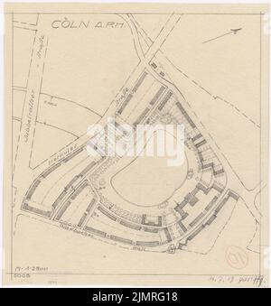 Jansen Hermann (1869-1945), Wettbewerb um die Entwicklung des inneren Rayon, Köln (16. Juli 1919): Grundplan 1: 2500. Bleistift auf Transparent, 39,4 x 37 cm (inklusive Scan-Kanten) Jansen Hermann (1869-1945): Wettbewerb zur Bebauung des Inneren Rayons, Köln Stockfoto