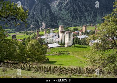 Alte Svan Towers in Upper Svaneti, Georgia Stockfoto