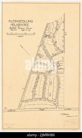 Jansen Hermann (1869-1945), Bau einer Siedlung für die gemeinnützige Kleinhausbaugesellschaft in Berlin-Heiligensee (26. Oktober 1921): Grund- und Dialtplan 1: 2500. Tusche auf Transparent, 57 x 35,5 cm (inklusive Scankanten) Jansen Hermann (1869-1945): Bau einer Siedlung für die gemeinnützige Kleinhausbaugesellschaft, Berlin-Heiligensee Stockfoto