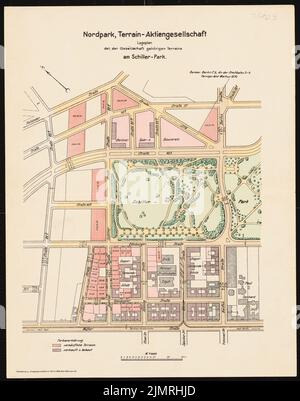 Straff Bruno (1880-1938), Schillerpark Siedlung in Berlin-Wedding (ca. 1915): Lageplan. Druck Aquarell, 32,6 x 25,7 cm (inklusive Scan-Kanten) Taut Bruno (1880-1938): Siedlung Schillerpark, Berlin-Wedding Stockfoto