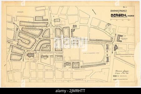 Jansen Hermann (1869-1945), Teilentwicklungsplan, Bergen (02.05.1920): Abteilung 1: 1000, Phase 2. Tinte auf Transparent, 74 x 118,7 cm (inklusive Scankanten) Jansen Hermann (1869-1945): Teilbebauungsplan, Bergen Stockfoto