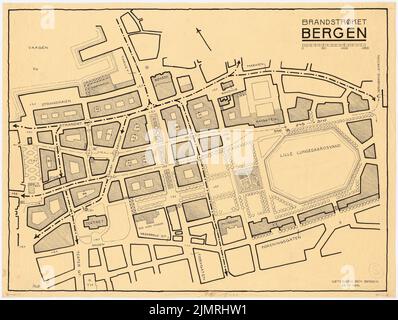 Jansen Hermann (1869-1945), Teilentwicklungsplan, Bergen (23. Oktober 1916): Abteilung 1: 1000, Phase-1.-Tinte, Bleistift auf Transparent, 71,1 x 94,4 cm (inklusive Scankanten) Jansen Hermann (1869-1945): Teilbebauungsplan, Bergen Stockfoto