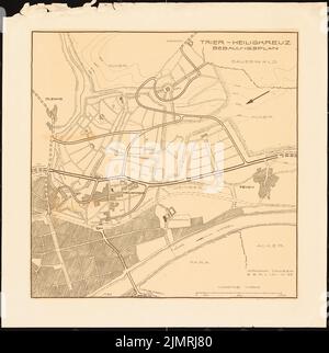 Jansen Hermann (1869-1945), Wettbewerb um Heiligkreuz, Trier (1925-1925): (Aus Inv. 21296): Zonenplan 1: 5000. Leichter Bruch auf Karton, 77,8 x 77,1 cm (inklusive Scankanten) Jansen Hermann (1869-1945): Wettbewerb Bauplan für Heiligkreuz, Trier Stockfoto