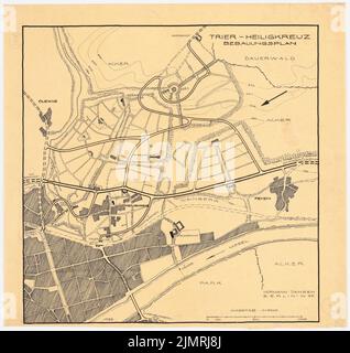 Jansen Hermann (1869-1945), Wettbewerbsplan Heiligkreuz, Trier (1925-1925): Verkehrs- und Zonenplan 1: 5000. Tusche auf Transparent, 69,6 x 73,8 cm (inklusive Scankanten) Jansen Hermann (1869-1945): Wettbewerb Bauplan für Heiligkreuz, Trier Stockfoto