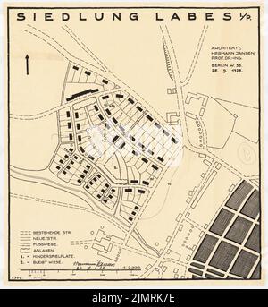 Jansen Hermann (1869-1945), Teilentwicklungsplan Labes (28.09.1928): Abteilung 1: 2000, Maßstabsbalken. Tusche auf Transparent, 49,2 x 45,7 cm (inklusive Scankanten) Jansen Hermann (1869-1945): Teilbebauungsplan Labes Stockfoto