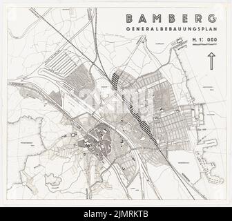 Jansen Hermann (1869-1945), Bamberger Entwicklungsplan (1929-1929): Zone und Verkehrsplan 1: 10000. Foto auf Papier, 60,9 x 68,3 cm (inklusive Scankanten) Jansen Hermann (1869-1945): Bebauungsplan Bamberg Stockfoto