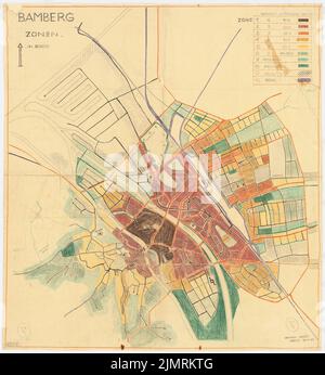 Jansen Hermann (1869-1945), Bamberger Entwicklungsplan: Zone und Businessplan 1: 5000. Bleistift und Farbstift auf transparent, 103,00 x 95,00 cm (inklusive Scankante). Architekturmuseum der Technischen Universität Berlin Inv. Nr. 21769. Jansen Hermann (1869-1945): Bebauungsplan Bamberg Stockfoto