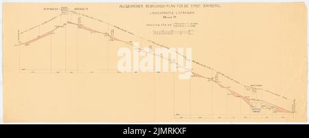 Jansen Hermann (1869-1945), Bamberger Entwicklungsplan (1929-1929): Längenprofile 1: 2000, 1: 200. Lichtbruch Wasserfarben auf Papier, 34,1 x 84,5 cm (inklusive Scankanten) Jansen Hermann (1869-1945): Bebauungsplan Bamberg Stockfoto