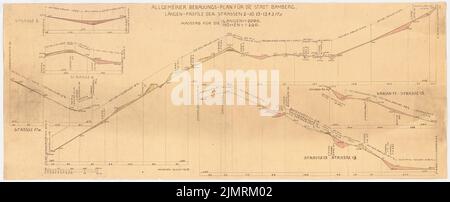 Jansen Hermann (1869-1945), Bamberger Entwicklungsplan (08,1918): Längenprofile 1: 2000, 1: 200. Lichtbruch Wasserfarben auf Papier, 34,1 x 84,3 cm (inklusive Scankanten) Jansen Hermann (1869-1945): Bebauungsplan Bamberg Stockfoto