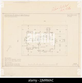 Jansen Hermann (1869-1945), Haus Jansen in Berlin-Grunewald (12.08.1935): Lageplan DG 1:50. Bleistift auf Transparent, 55 x 58,4 cm (inklusive Scankanten) Jansen Hermann (1869-1945): Haus Jansen, Berlin-Grunewald Stockfoto