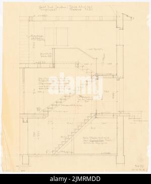 Jansen Hermann (1869-1945), Haus Jansen in Berlin-Grunewald (10.10.1935): Treppenquerschnitt 1:20. Bleistift auf Transparent, 53,6 x 46,4 cm (inklusive Scankanten) Jansen Hermann (1869-1945): Haus Jansen, Berlin-Grunewald Stockfoto