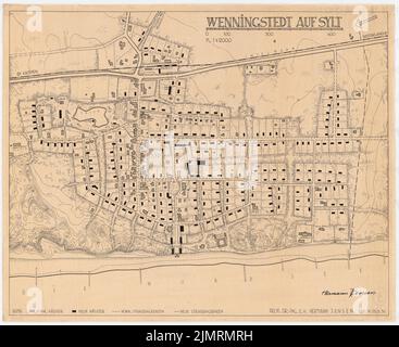 Jansen Hermann (1869-1945), Überarbeitung des Wenningstedt-Entwicklungsplans (25. Mai 1939): Abteilung 1: 2000. Tusche auf Transparent, 77,5 x 94,9 cm (inklusive Scankanten) Jansen Hermann (1869-1945): Revision des Bebauungsplans Wenningstedt auf Sylt Stockfoto