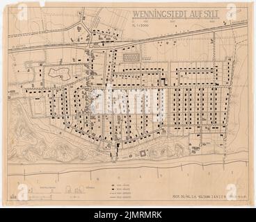 Jansen Hermann (1869-1945), Überarbeitung des Wenningstedt-Entwicklungsplans (19. Mai 1941): Abteilung 1: 2000. Tusche auf Transparent, 78,3 x 96,1 cm (inklusive Scankanten) Jansen Hermann (1869-1945): Revision des Bebauungsplans Wenningstedt auf Sylt Stockfoto