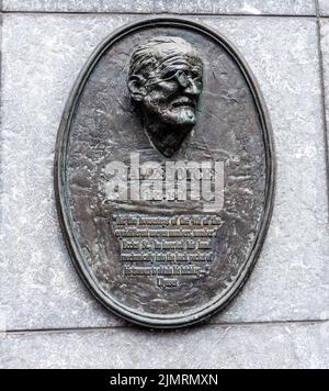 Die Gedenktafel mit einem Auszug aus James Joyces Odysseus, 7 Eccles Street, Dublin, Irland, 7 Eccles Street, war die Heimat von Leopold Bloom in dem Roman Stockfoto