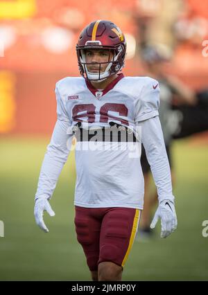 6. August 2022: Alex Erickson (86), Empfänger der Washington Commanders Wide, während des NFL-Trainingslagers des Teams auf dem Fed Ex Field in Landover, Maryland Fotograf: Cory Royster Stockfoto