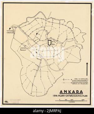 Jansen Hermann (1869-1945), Gesamtentwicklungsplan Ankara (1928-1928): Gegenstand des Abwassersystems 1: 20000. Tusche auf Transparent, 48,2 x 42,1 cm (inklusive Scankanten) Jansen Hermann (1869-1945): Gesamtbauungsplan Ankara Stockfoto