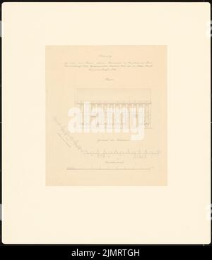 Krüger Andreas Ludwig (1743-1805), Potsdamer Bürgerhäuser. Bauaufzeichnungen (sogenannter Ziller-Folder) um 1850. Häuser Charlottenstraße 59 (Baujahr 1781) und 60, Ecke Tuchmacherstraße (Baujahr 1855-1855): Riss-Vorderansicht-Fassade, Grundriss-Front (Maßstabsbalken, Fuß). Bleistift und Tinte Aquarell auf Papier, 58,7 x 50,5 cm (inklusive Scankanten) Krüger Andreas Ludwig (1743-1805): Potsdamer Bürgerhäuser. Bauaufnahmen (sog. Ziller-Mappe) um 1850. Wohnhäuser Charlottenstraße 59 (Baujahr 1781) und 60, Ecke Tuchmacherstraße (Baujahr) 1782) Stockfoto