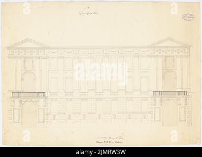 Titel Friedrich Wilhelm (1754-1840), Witwen-Kassen-Haus Behrenstraße 41, Berlin (1793-1794): Fassadenansicht. Tusche Aquarell auf Papier, 46,3 x 63,3 cm (inklusive Scankanten) Titel Friedrich Wilhelm (1754-1840): Witwen-Kassen-Haus Behrenstraße 41, Berlin Stockfoto