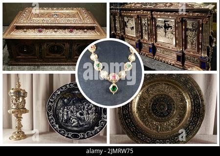 Die Schätze der bayerischen Könige in der Residenz des Bayerischen Königreichs in München. Stockfoto