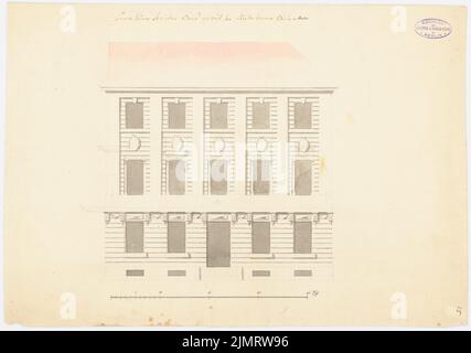 Titel Friedrich Wilhelm (1754-1840), Wohnhaus eines Parkers an der Weidendammer Brücke, Berlin (ca. 1780): Blick auf die Fassade. Bleistift und Tinte auf Papier, 36,2 x 51,5 cm (inklusive Scankanten) Titel Friedrich Wilhelm (1754-1840): Wohnhaus eines Kammerdieners an der Weidendammer Brücke, Berlin Stockfoto