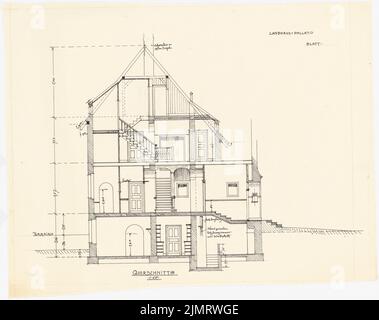 Blunck Erich (1872-1950), Landhaus Pallat in Stolpe, Berlin-Wannsee (1905-1905): Rising: Seitage view 1:50. Tusche auf Transparent, 42,3 x 53,4 cm (inklusive Scankanten) Blunck Erich (1872-1950): Landhaus Pallat in Stolpe, Berlin-Wannsee Stockfoto