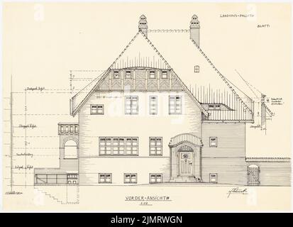 Blunck Erich (1872-1950), Landhaus Pallat in Stolpe, Berlin-Wannsee (1905-1905): Rising: Vorderansicht 1:50. Tusche auf Transparent, 36,9 x 50,7 cm (inklusive Scankanten) Blunck Erich (1872-1950): Landhaus Pallat in Stolpe, Berlin-Wannsee Stockfoto