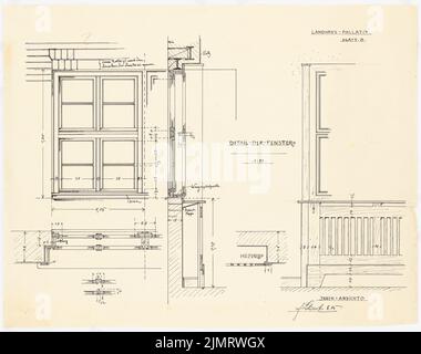 Blunck Erich (1872-1950), Landhaus Pallat in Stolpe, Berlin-Wannsee (08,1905): Details zum Fenster 1:10. Tusche auf Transparent, 40,6 x 51,4 cm (inklusive Scankanten) Blunck Erich (1872-1950): Landhaus Pallat in Stolpe, Berlin-Wannsee Stockfoto