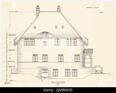 Blunck Erich (1872-1950), Landhaus Pallat in Stolpe, Berlin-Wannsee (1905-1905): Rising: Rückansicht 1:50. Tusche auf Transparent, 37,6 x 49,9 cm (inklusive Scankanten) Blunck Erich (1872-1950): Landhaus Pallat in Stolpe, Berlin-Wannsee Stockfoto