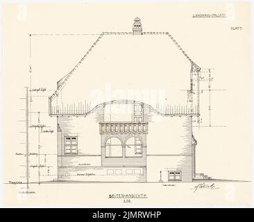 Blunck Erich (1872-1950), Landhaus Pallat in Stolpe, Berlin-Wannsee (1905-1905): Rising: Seitage view 1:50. Tusche auf Transparent, 37 x 45,1 cm (inklusive Scankanten) Blunck Erich (1872-1950): Landhaus Pallat in Stolpe, Berlin-Wannsee Stockfoto