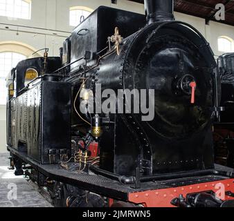 Das Nationale Eisenbahnmuseum von Pietrarsa rekonstruiert die italienische Eisenbahngeschichte und erhebt sich am Ankunftspunkt der ersten in Italien gebauten Eisenbahn Stockfoto