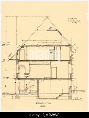 Blunck Erich (1872-1950), Einfamilienhaus in Berlin-Nikolassee (1910): Querschnitt 1:50. Tinte, Bleistift auf Transparent, 42,1 x 33,7 cm (inklusive Scankanten) Blunck Erich (1872-1950): Einfamilienwohnhaus, Berlin-Nikolassee Stockfoto