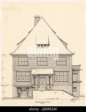 Blunck Erich (1872-1950), Einfamilienhaus (11,1911): Riss: Vorderansicht 1:50. Tusche und Bleistift auf Transparent, 43,3 x 35 cm (inklusive Scankanten) Blunck Erich (1872-1950): Einfamilienhaus Stockfoto