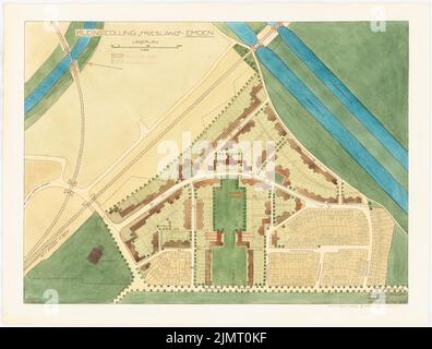 Jansen Hermann (1869-1945), Kleinsiedlung Friesland, Emden (26. Juli 1916): Abteilung 1: 1000. Tinte, Bleistift-Aquarell auf der Schachtel, 54,5 x 71,9 cm (inklusive Scankanten) Jansen Hermann (1869-1945): Kleinsiedlung Friesland, Emden Stockfoto