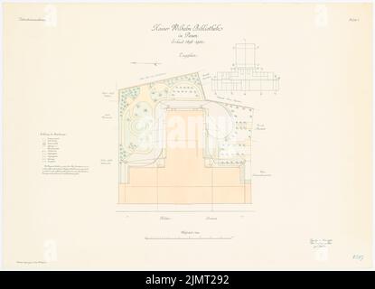 Unbekannter Architekt, Kaiser-Wilhelm-Bibliothek in Posen (25.03.1903): Abteilung 1: 200. Heller Bruch auf der Schachtel, 64,4 x 89 cm (inklusive Scankanten) Hinckeldeyn Carl (1847-1927): Kaiser-Wilhelm-Bibliothek, Posen Stockfoto