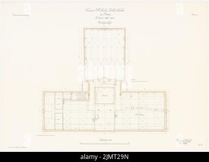 Unbekannter Architekt, Kaiser-Wilhelm-Bibliothek in Posen (25.03.1903): Grundriß Obergeschoß 1: 100. Lithographie auf der Schachtel, 65 x 89,1 cm (inklusive Scankanten) Hinckeldeyn Carl (1847-1927): Kaiser-Wilhelm-Bibliothek, Posen Stockfoto