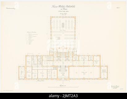 Unbekannter Architekt, Kaiser-Wilhelm-Bibliothek in Poznan (25.03.1903): Grundriß Erdgeschoss 1: 100. Lithographie auf Karton, 64,9 x 88,9 cm (inklusive Scankanten) Hinckeldeyn Carl (1847-1927): Kaiser-Wilhelm-Bibliothek, Posen Stockfoto