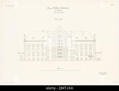 Unbekannter Architekt, Kaiser-Wilhelm-Bibliothek in Poznan (25.03.1903): Riss Rückansicht 1: 100. Lithographie auf Karton, 64,4 x 89,1 cm (inklusive Scankanten) Hinckeldeyn Carl (1847-1927): Kaiser-Wilhelm-Bibliothek, Posen Stockfoto