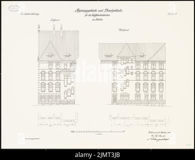 Kieschke Paul (1851-1905), Regierungsgebäude, Stettin. Regierungsgebäude und Servicegebäude für die Schifffahrtsbehörden (21. Oktober 1912): South, Western Front 1: 100. Lithographie auf Karton, 60,9 x 78,8 cm (inklusive Scankanten) Kieschke Paul (1851-1905): Regierungsgebäude, Stettin. Regierungsgebäude und Dienstgebäude für die Schifffahrtsbehörden Stockfoto