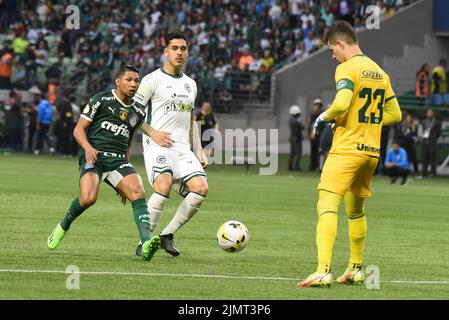 Sao Paulo, Brasilien. 07. August 2022. Action während des Fußballspiels Campeonato Brasileiro zwischen Palmeiras und Goias im Alianz Park, Sao Paulo, Brasilien. (Caior Rocha/SPP) Quelle: SPP Sport Press Foto. /Alamy Live News Stockfoto
