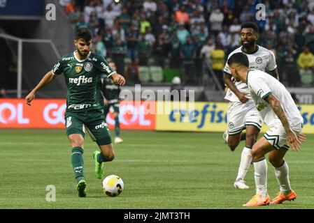 Sao Paulo, Brasilien. 07. August 2022. Action während des Fußballspiels Campeonato Brasileiro zwischen Palmeiras und Goias im Alianz Park, Sao Paulo, Brasilien. (Caior Rocha/SPP) Quelle: SPP Sport Press Foto. /Alamy Live News Stockfoto