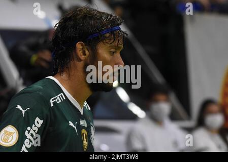 Sao Paulo, Brasilien. 07. August 2022. Action während des Fußballspiels Campeonato Brasileiro zwischen Palmeiras und Goias im Alianz Park, Sao Paulo, Brasilien. (Caior Rocha/SPP) Quelle: SPP Sport Press Foto. /Alamy Live News Stockfoto
