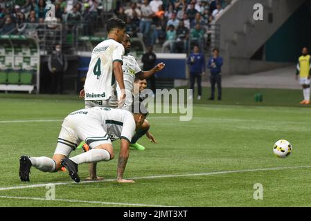 Sao Paulo, Brasilien. 07. August 2022. Action während des Fußballspiels Campeonato Brasileiro zwischen Palmeiras und Goias im Alianz Park, Sao Paulo, Brasilien. (Caior Rocha/SPP) Quelle: SPP Sport Press Foto. /Alamy Live News Stockfoto